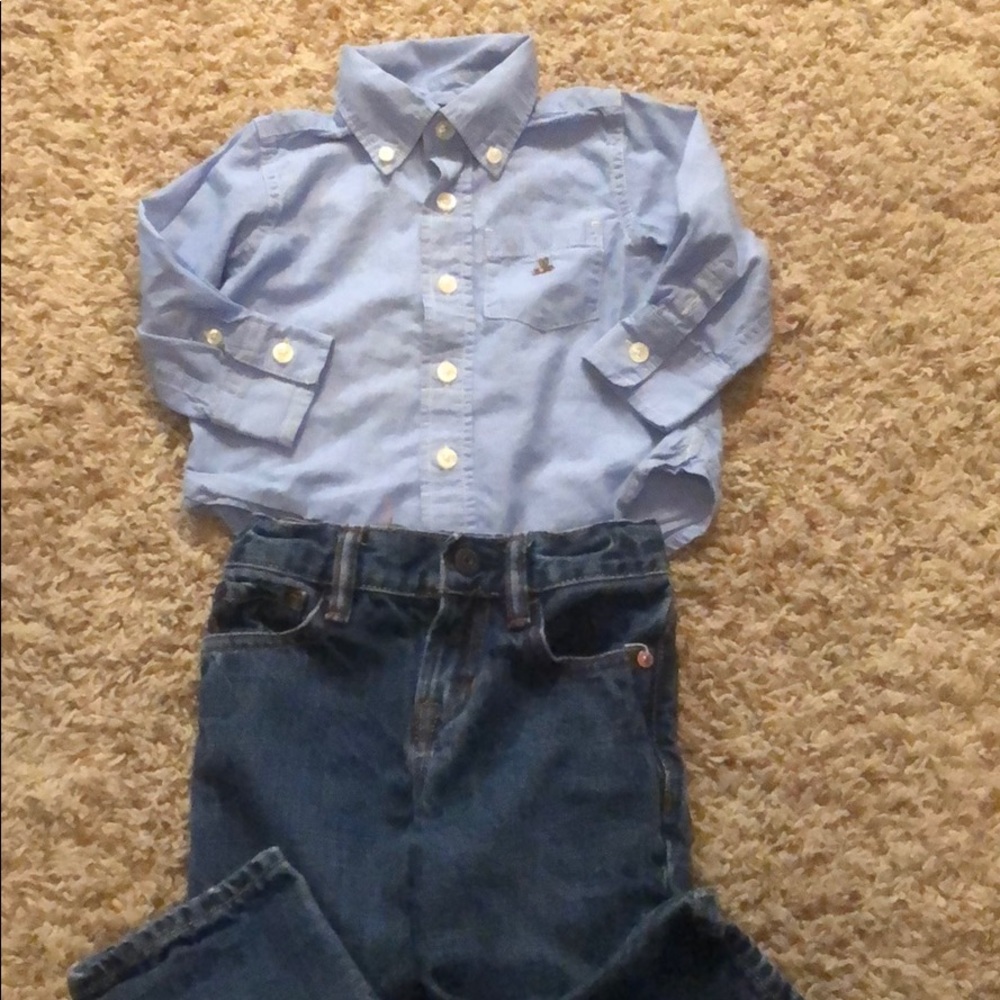 button down shirt and jeans